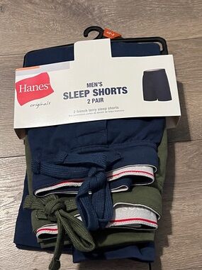Hanes 2 Pairs French Terry Sleep Shorts Size Medium New